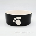 Pet Feeding Bowl Black Rounded Ceramic Dog Bowl